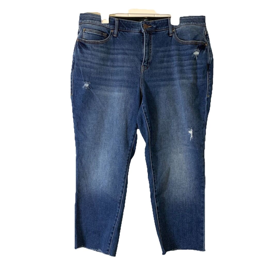 Lularoe Jeans Womens 36 X 25 Crop Capris Blue Straight Dark Wash Stretch Denim